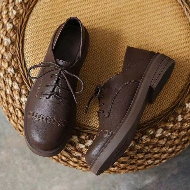 Slimming Low Heel British Leather Shoes Women foto 5