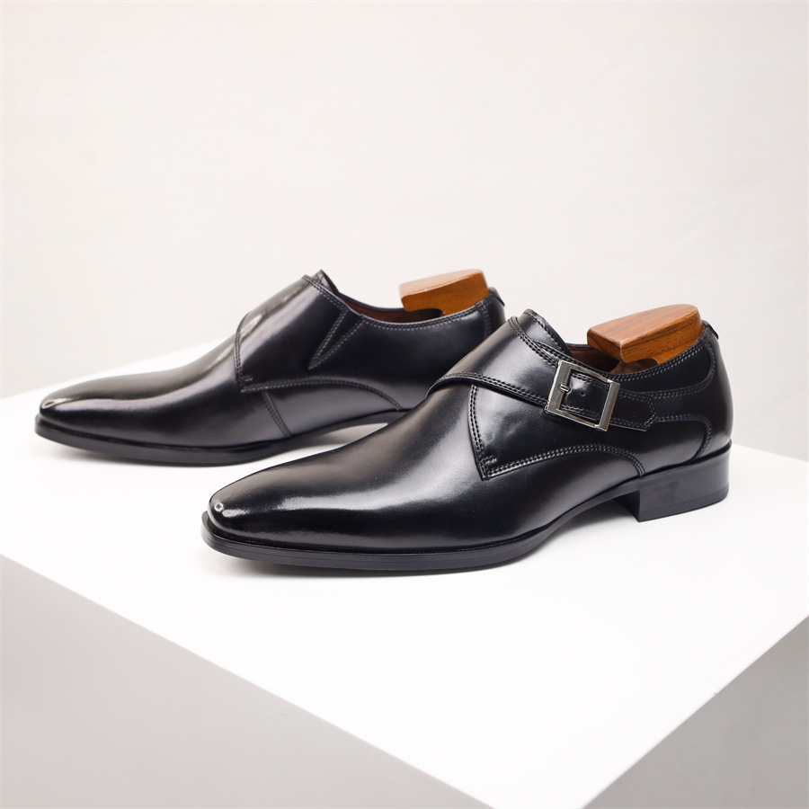 Square Toe Men's Shoes Business Formal Wear Leather Shoes Men's British Style foto 3
