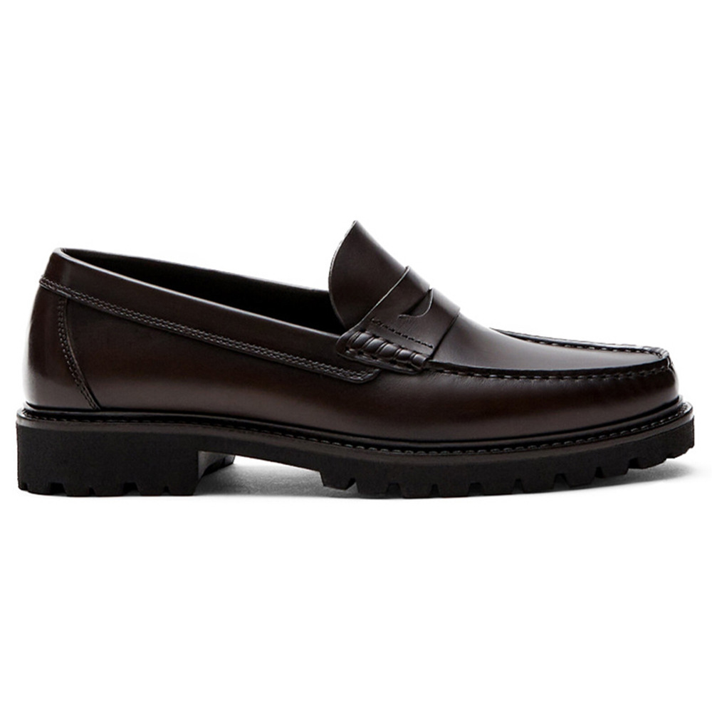 Men's Loafers Leather Shoes First Layer Cowhide Simple Casual Soft Sole Shoes foto 2