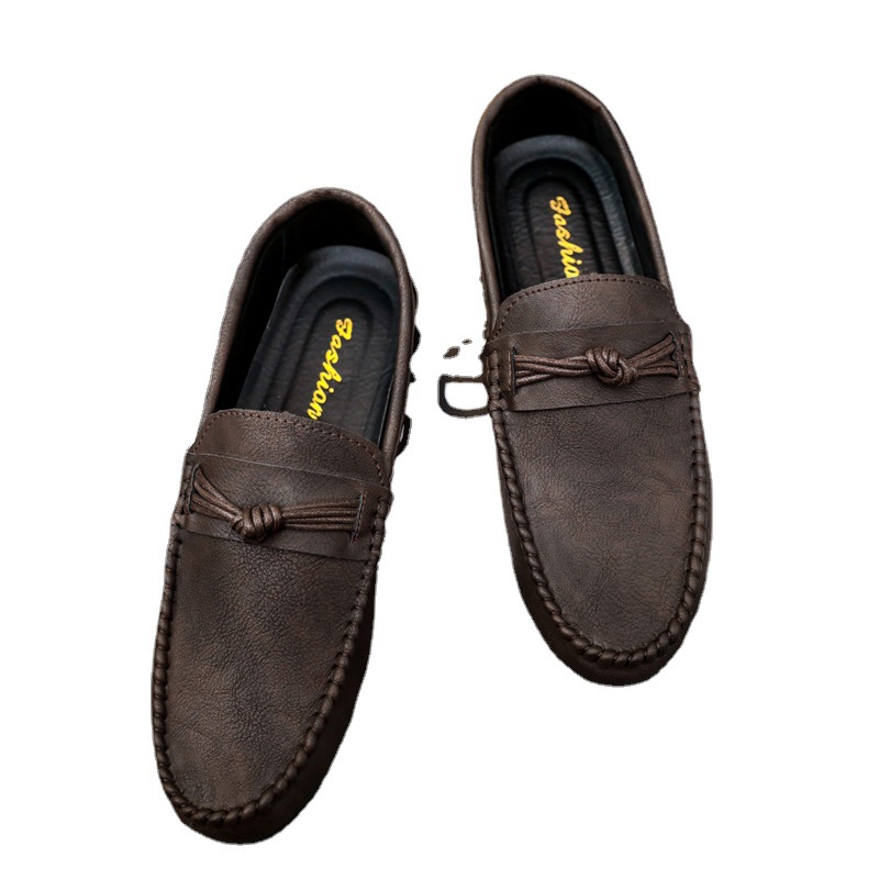 Korean Style Men's Casual Leather Shoes Soft Bottom foto 4