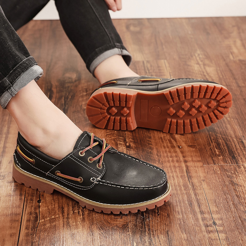 First Layer Cowhide Low Top Classic British Casual Pumps Men foto 2