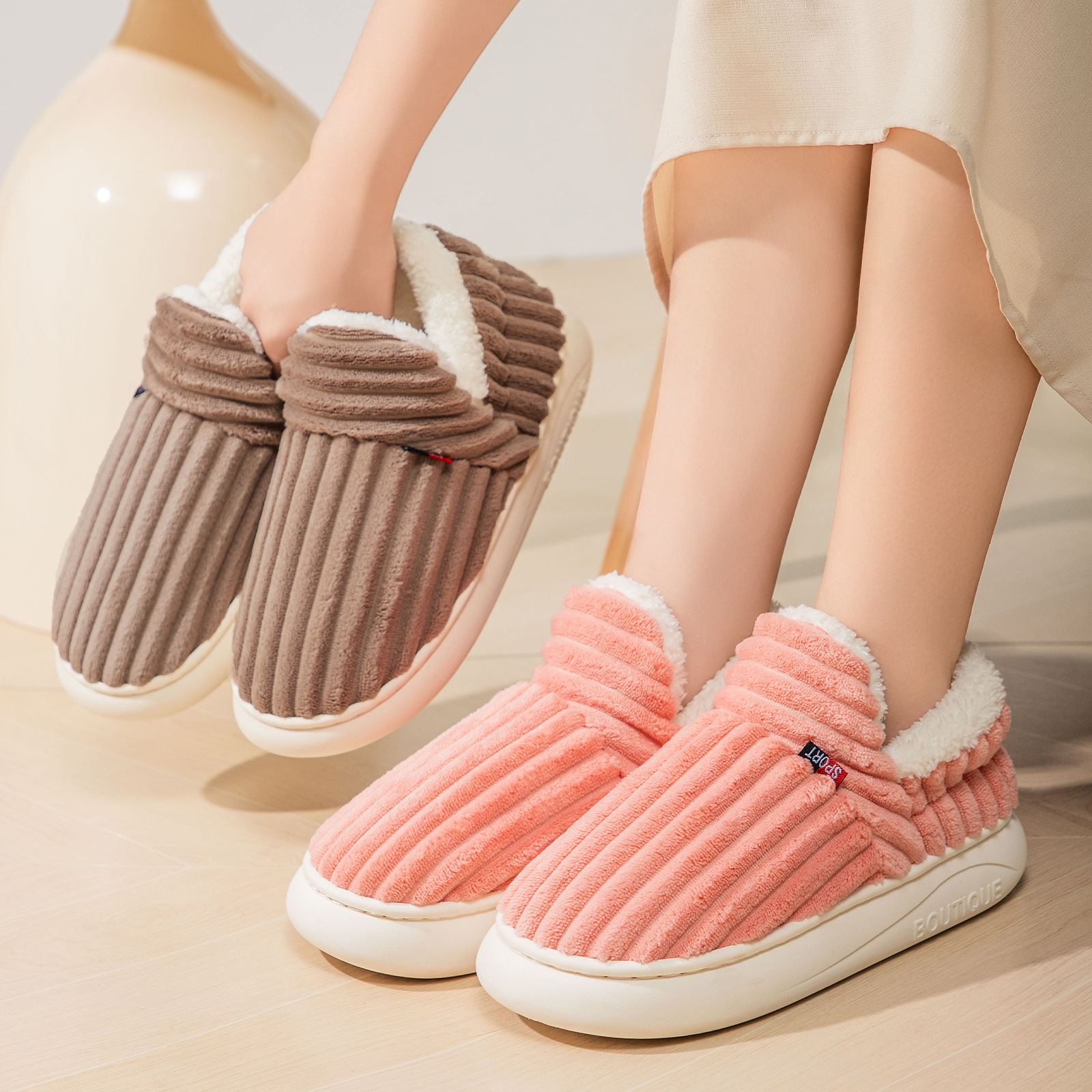 Cotton Shoes Winter Women's Home Slippers Cotton foto 4