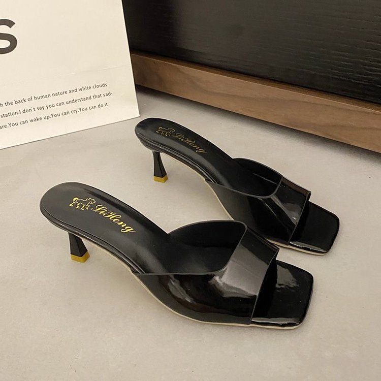 All-matching Stiletto Patent Leather High Heel Slippers foto 5