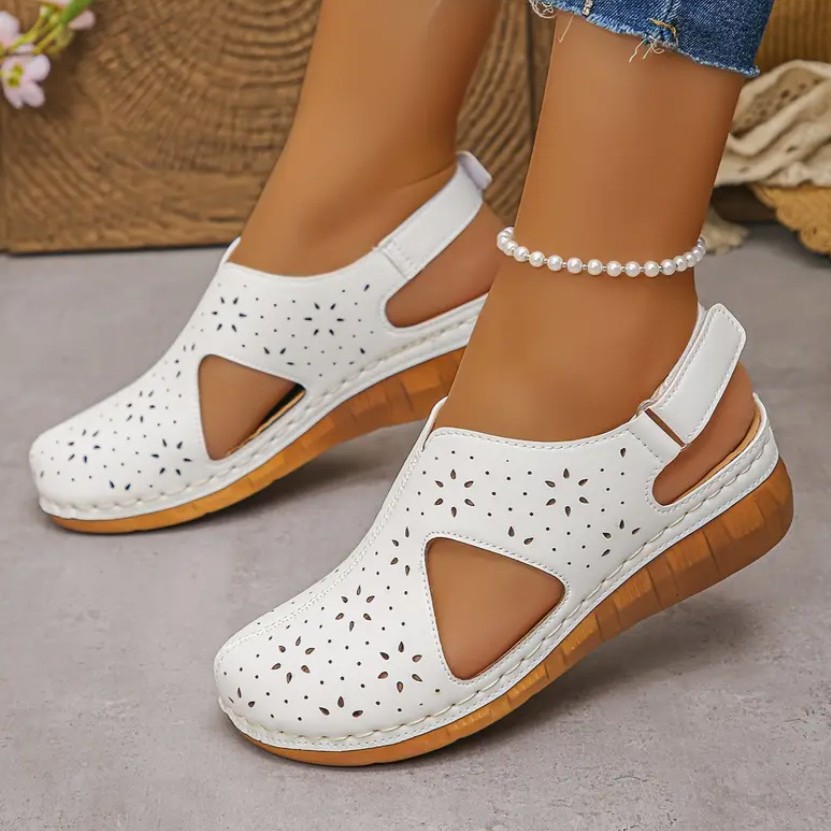 Breathable Velcro-Strapped Wedge Sandals With Fishmouth Design And Stitched Seams foto 5