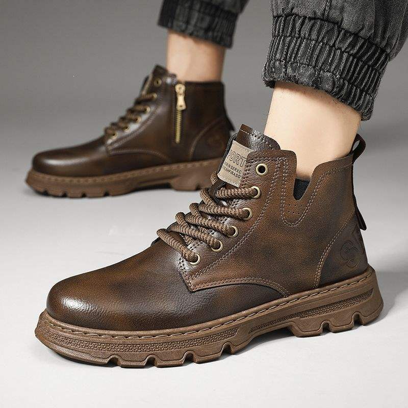 Men's Spring Casual High-top Leather Boots foto 3