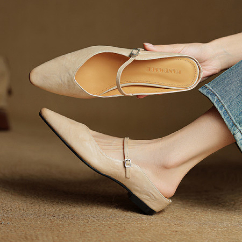 Retro Leather Slingback Wedge Sandals foto 3