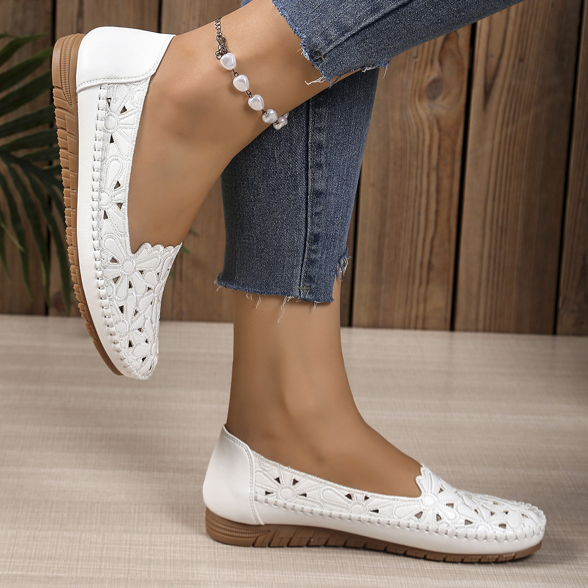 Womens Stylish Breathable Hollow-out Casual Flat Shoes foto 5