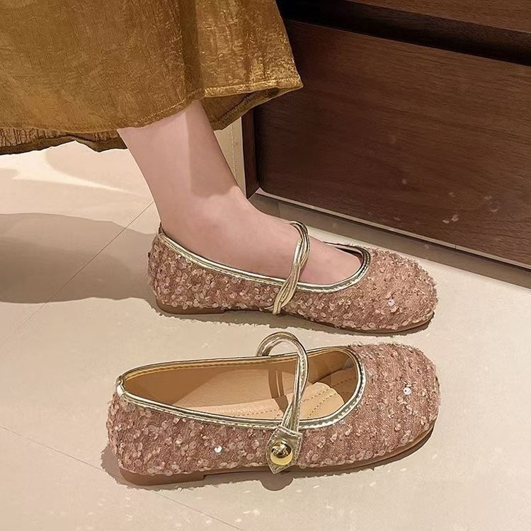 Womens French-style Sequined Mary Jane Shoes foto 2