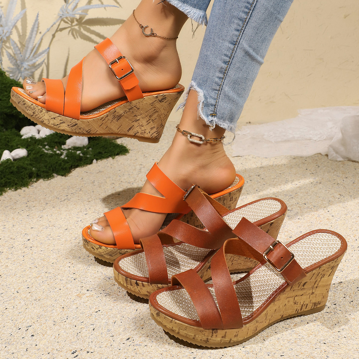 Cross-border Foreign Trade Plus-size Open-toe Wedge Sandals For Women foto 5