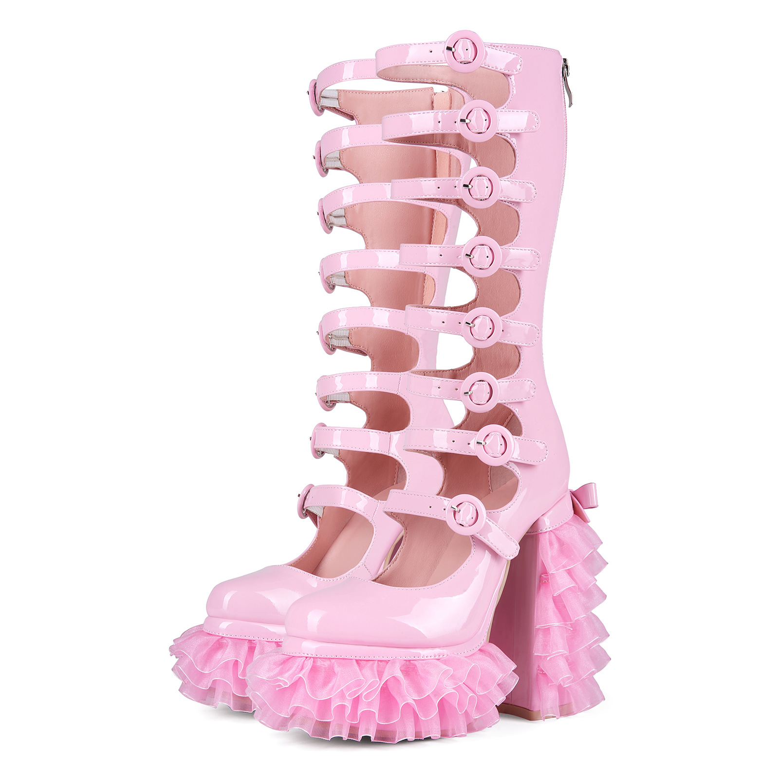 Music Festival Stage Fringe Chunky Heel Womens Long Ankle Boots foto 4