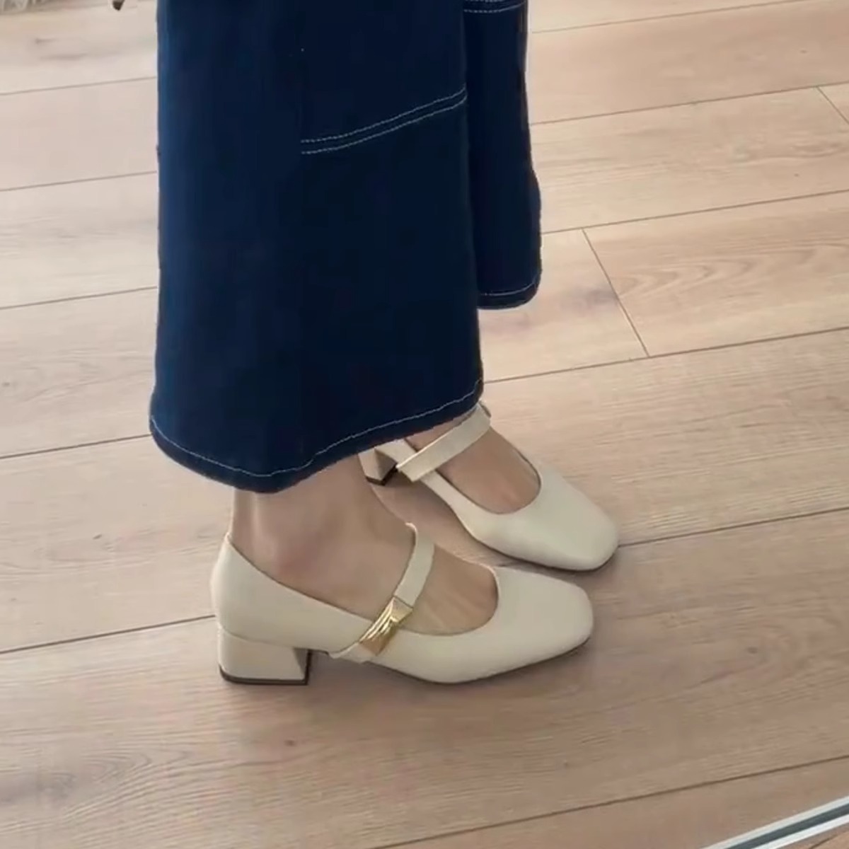 Single-strap Square-toe Chic Pumps Low-cut Mary Jane Shoes foto 2