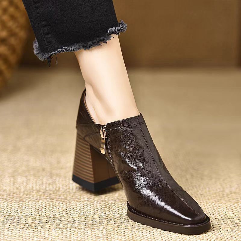 Chunky Heel Side Zip Women's High Heels foto 2