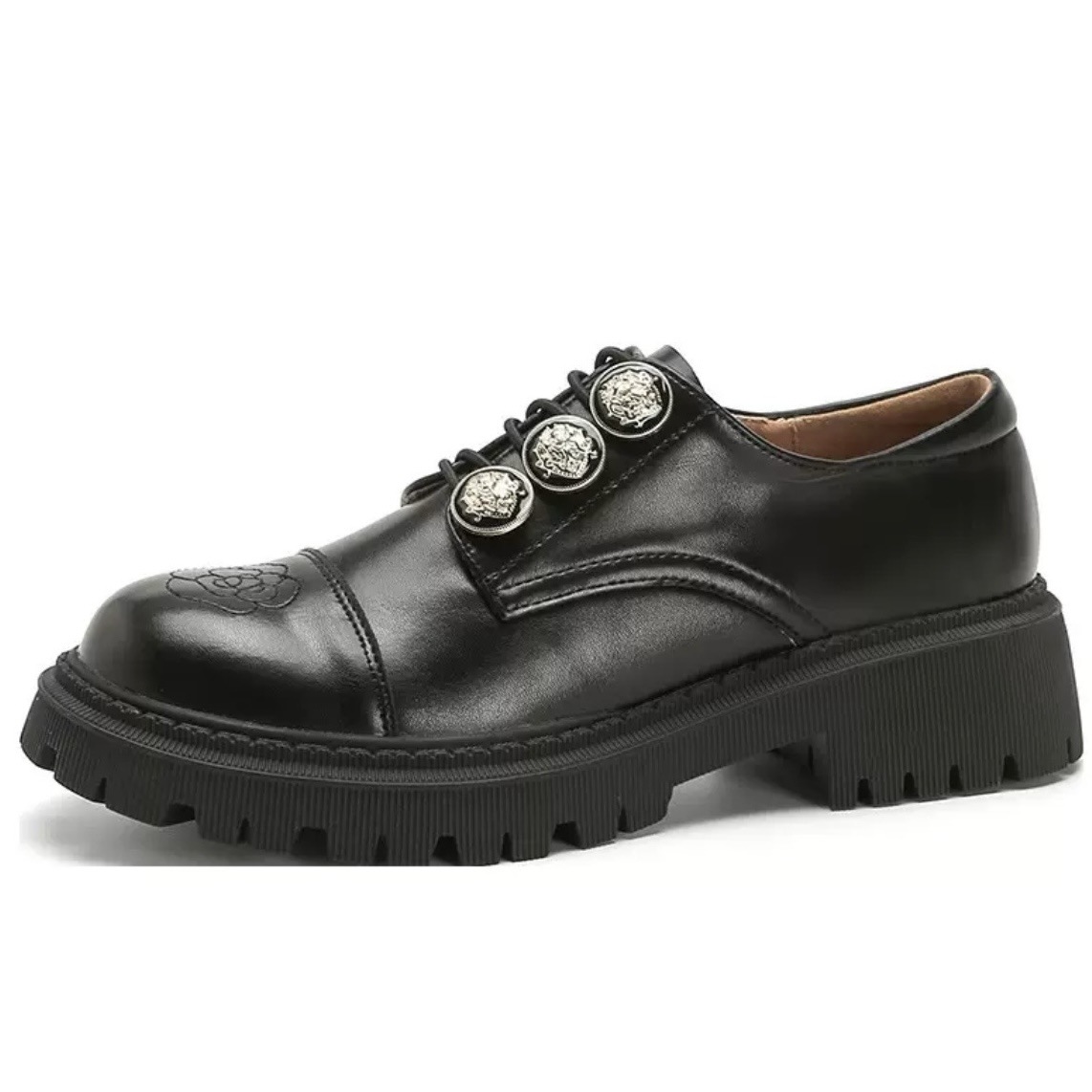 Niche Academic Style Black Block Heel Pumps foto 3