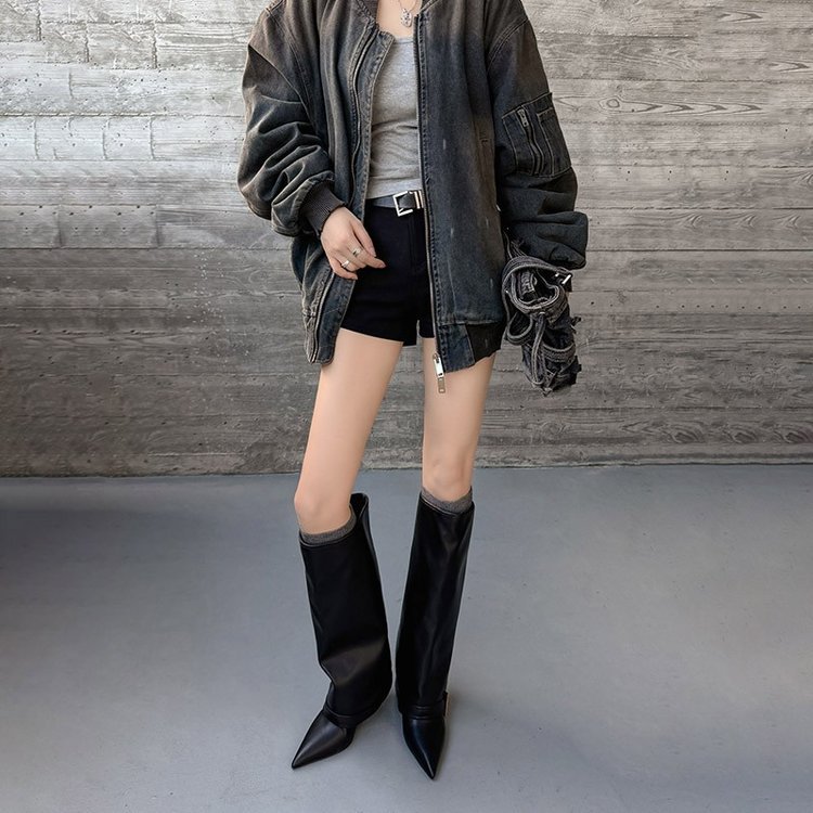 New Fallwinter Cream-white Slimming High-heeled Boot With A Tapered Leg foto 2