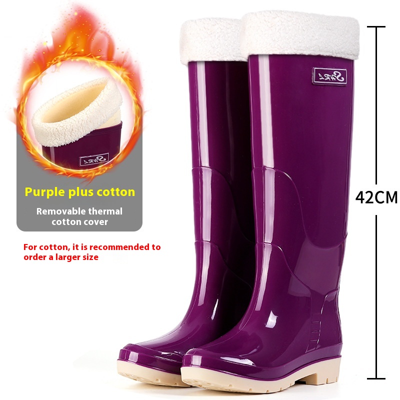 Fleece-lined Warm Length Waterproof Rain Boots foto 5