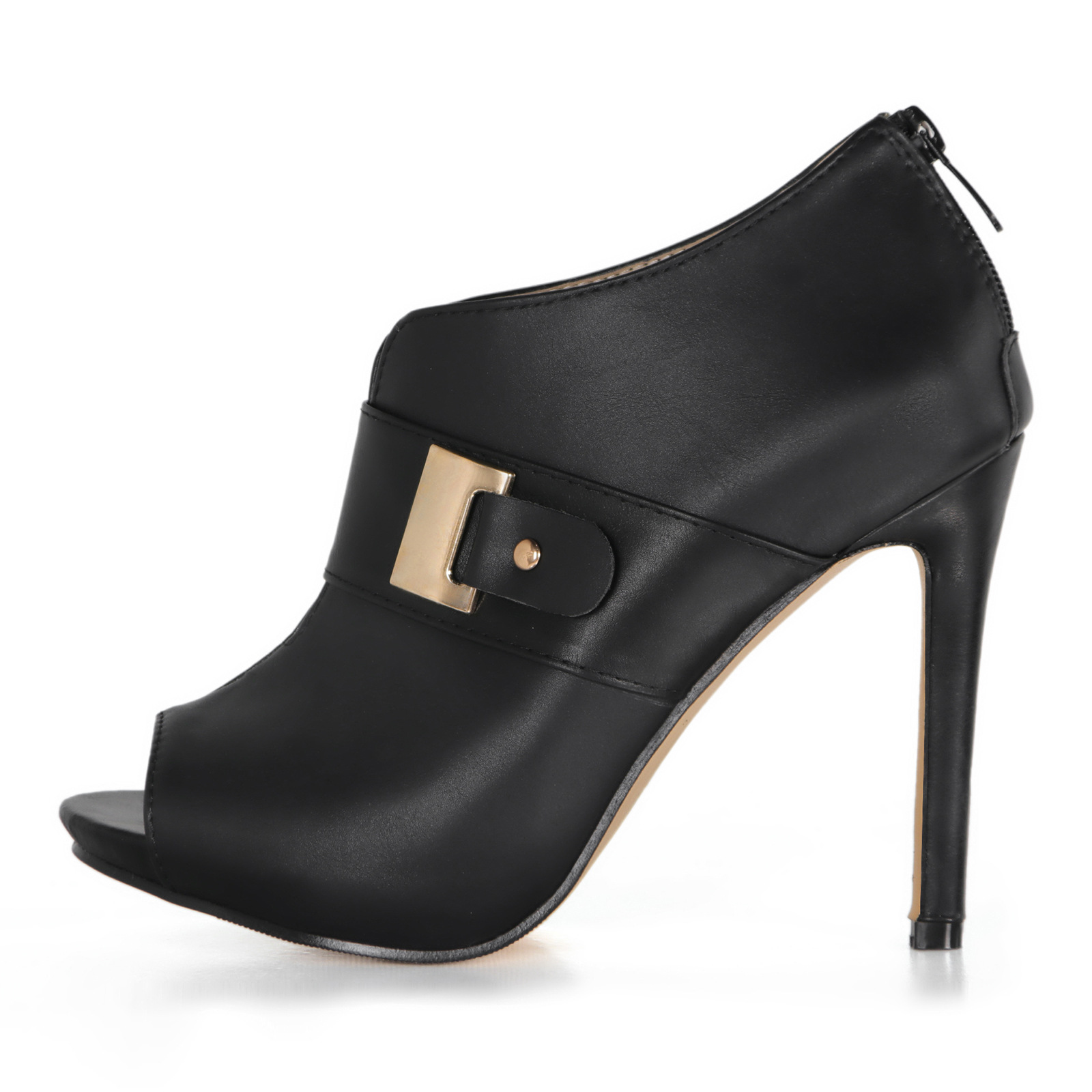 Fish-mouth Peep-toe Metal-buckle Back-zip Stiletto Fashion Sandals foto 2