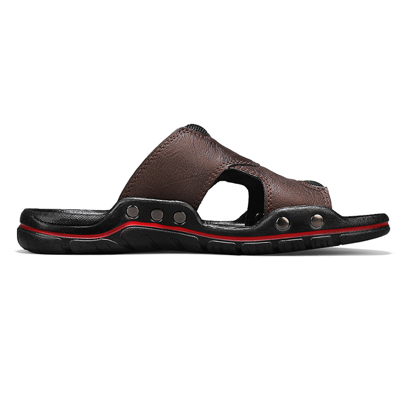 Non-slip Deodorant Men's Sandals Genuine Leather Outdoor Flip Flops foto 4