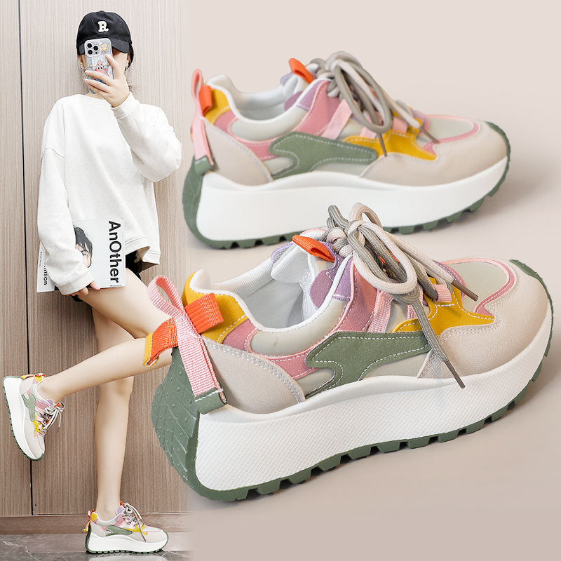 Dad Shoes Women's Summer And Autumn Raise The Bottom Color Matching foto 2