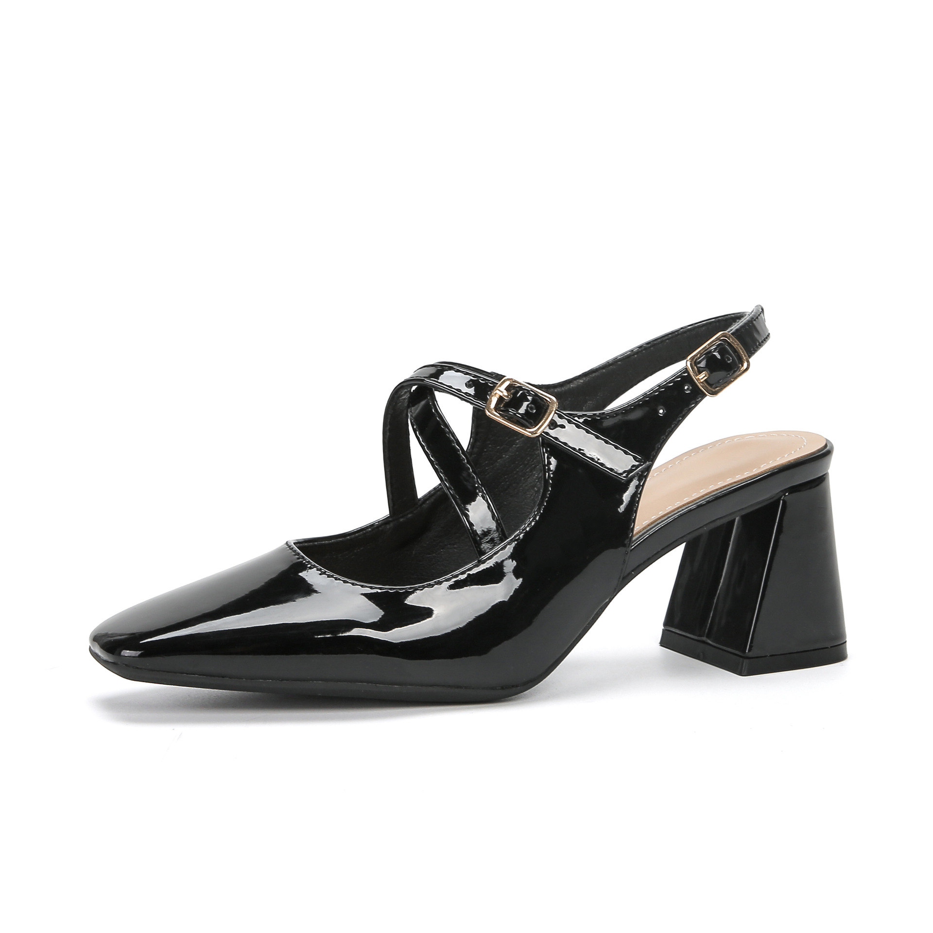 Women's French Square Toe Mary Jane Shoes foto 2