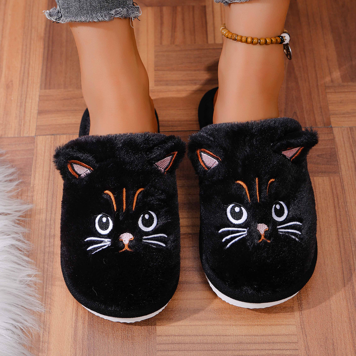 Christmas Plush Closed Toe Open Toe Cotton Slippers foto 3