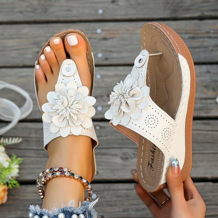 Plus-size Floral Flip-flops Black foto 5