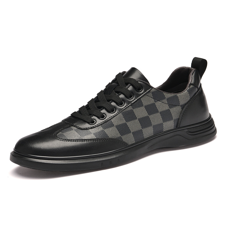 Fashion Low Top Plaid Cowhide Flat Casual Shoes foto 5