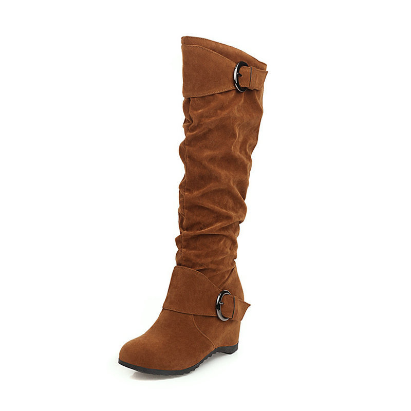 Wedge-heel British-style High-top Womens Knee-high Boots foto 4