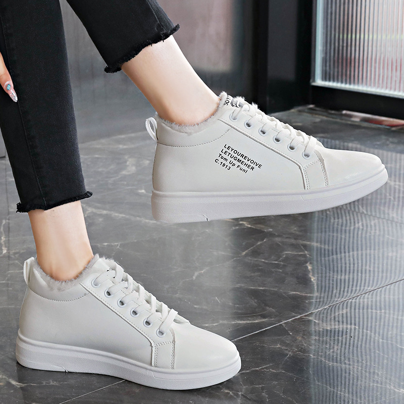 Women's Cotton Shoes With Fleece Sports Flat Sneakers foto 4