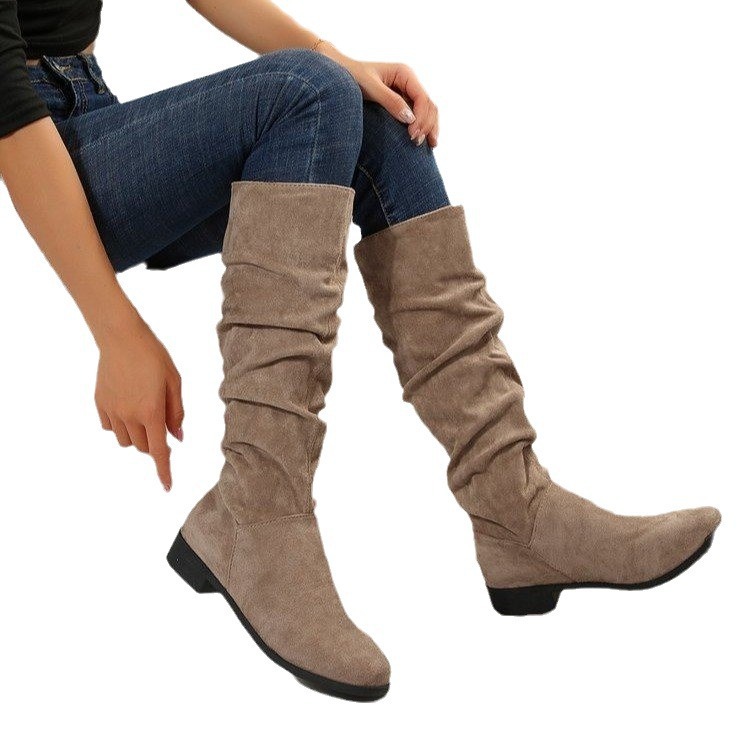 Plus Size Casual Suede Chunky Heel Boots foto 3