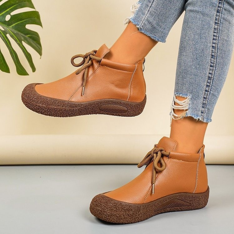 Plus-size Retro Lace-up Casual Soft Leather Shoes For Women foto 5