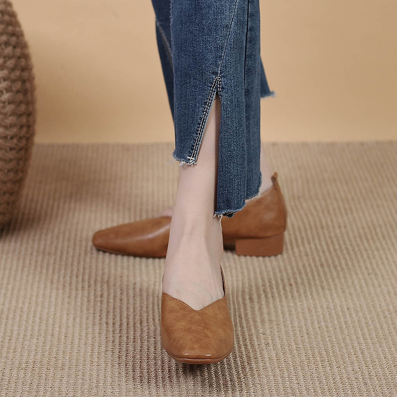 Square Toe Granny Shoes Flat Low-cut Shoes Casual All-matching foto 5