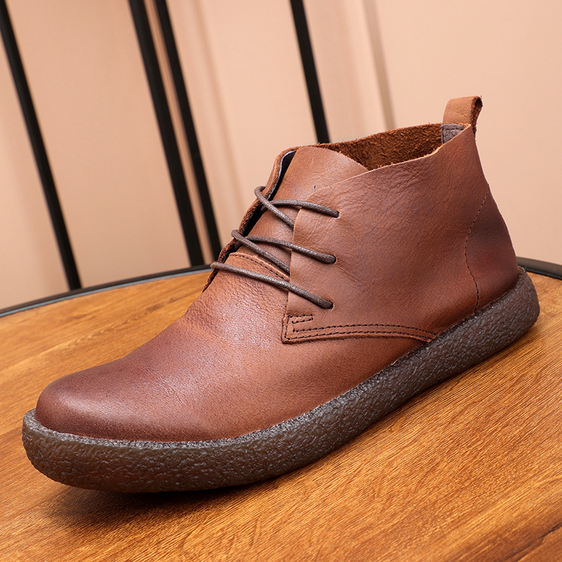 Vintage Distressed Soft Leather Rubber Sole Martin Boots foto 3