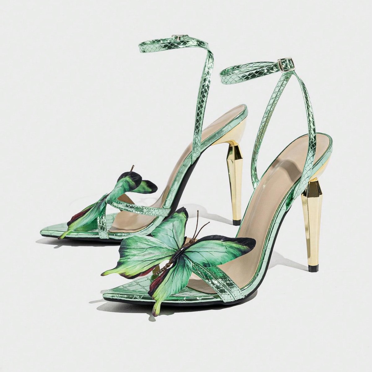 Women's Three-dimensional Butterfly Decorative Electroplated Stiletto Heel Sandals foto 4