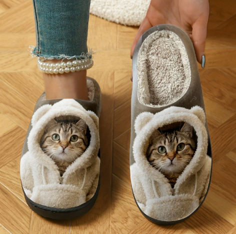 Autumn Winter Casual Cartoon Cat Indoor Outdoor Slippers foto 2