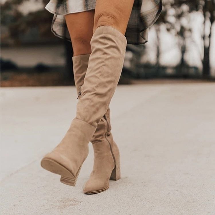 New Chunky-heel High-heeled Thigh-high Boots With A Side Zipper For Petite Women foto 3