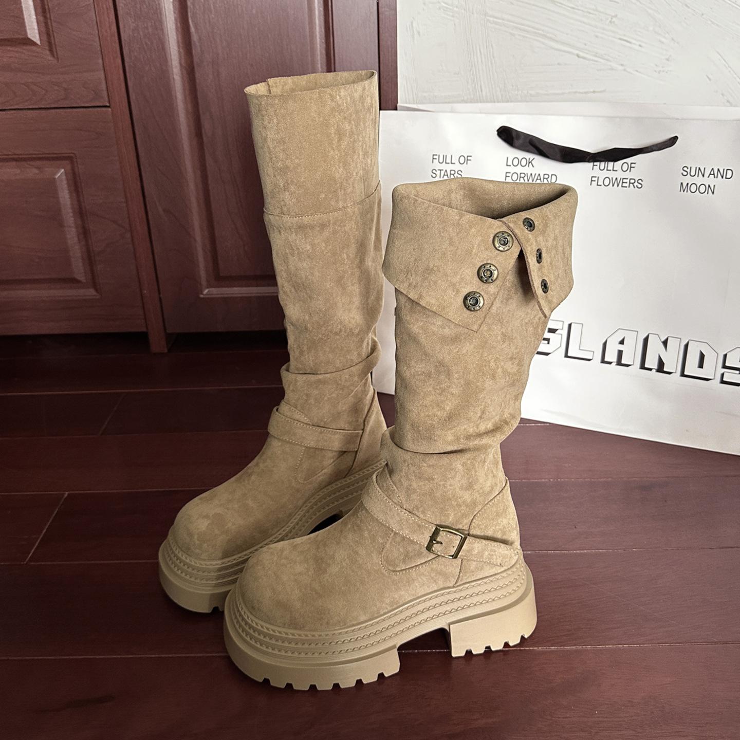 Women's Fashionable Retro Chunky-Heel Knee-High Boots foto 3