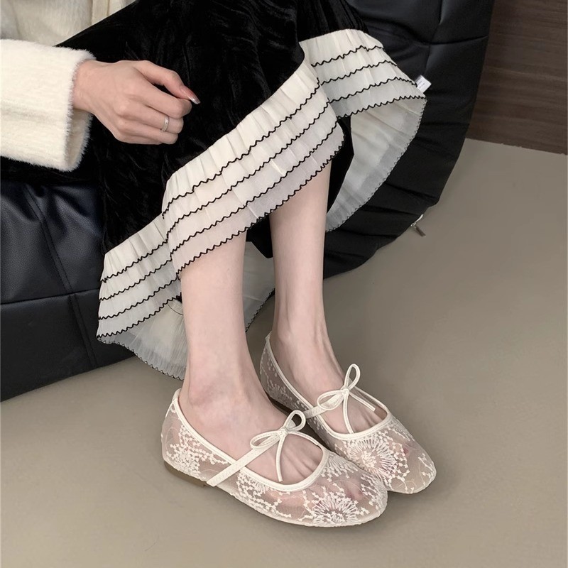 Flat Lace Mesh Breathable Mary Jane Evening Shoes foto 4