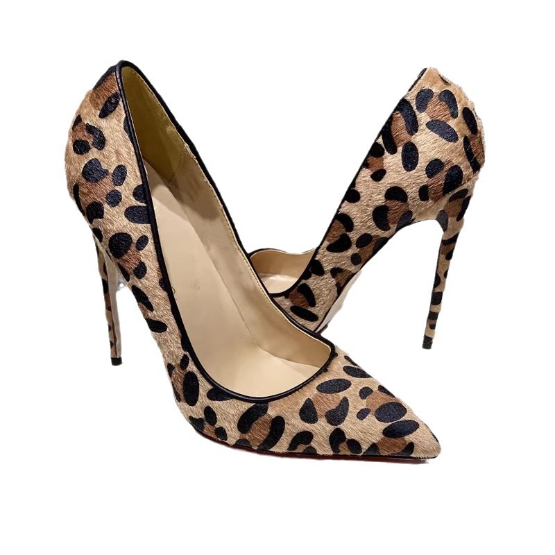 Suede Leopard Print High Heels For Women foto 3