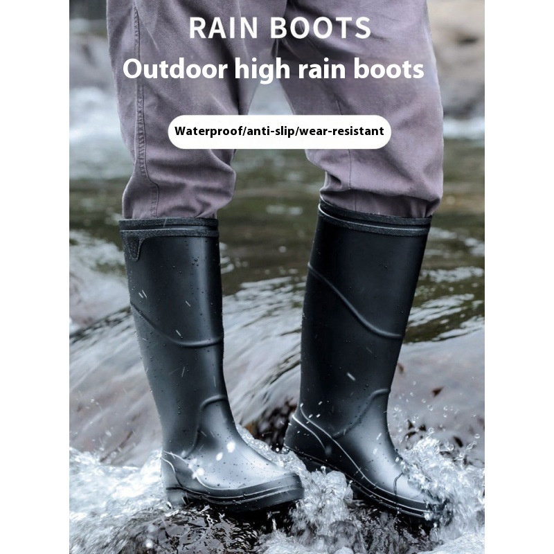 Mid-High Tube Rain Boots Men's Construction Site Protective Shoes Waterproof Non-slip foto 2