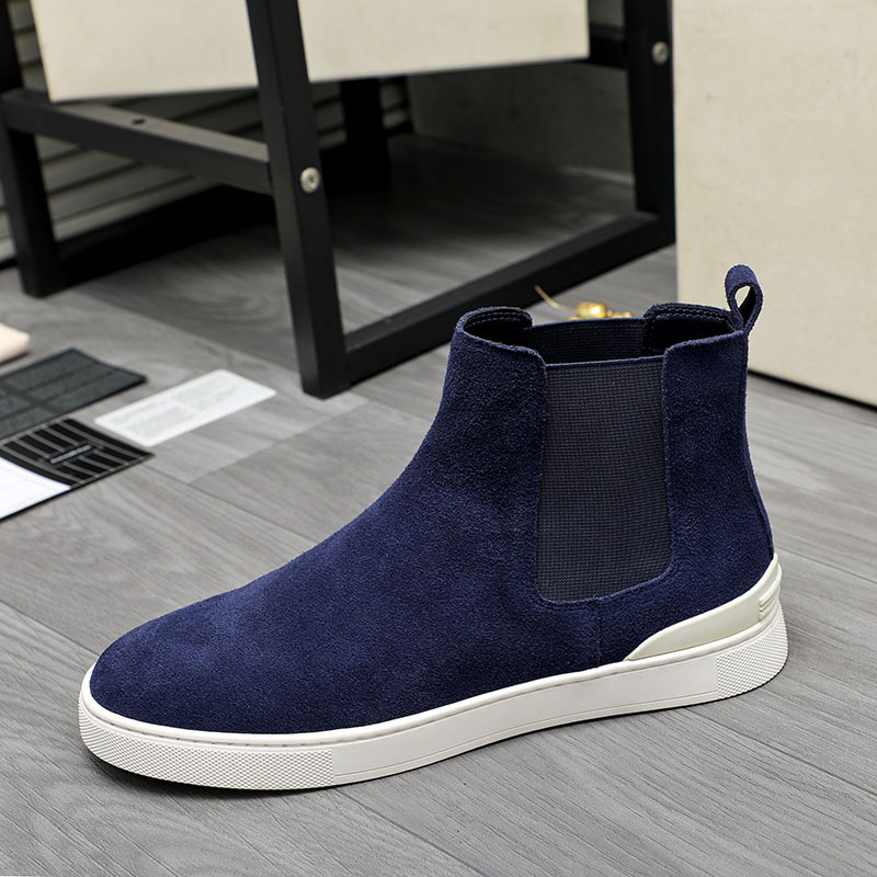 Men's High-top Slip-on Shoes With Soft Sole, Made From Suede LeatherLightweight And Casual foto 4