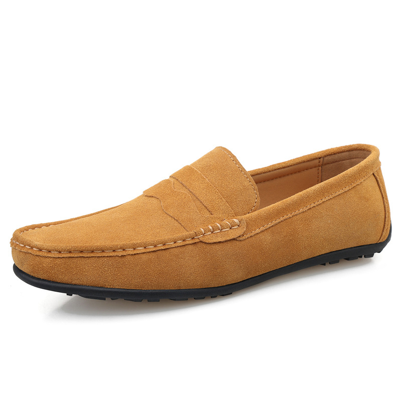Men's Solid Color Suede Loafers Breathable Comfort Slip-on Flat Shoes foto 4