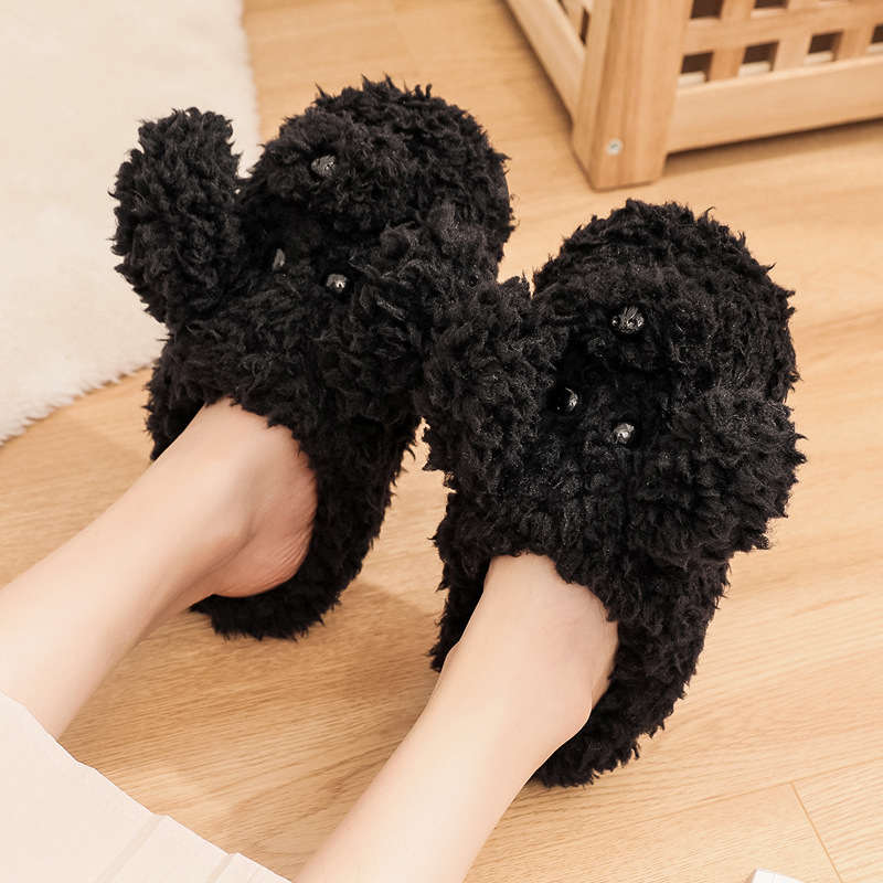 Winter Pack Heel Cotton Shoes Women's Cartoon Furry Slippers foto 4