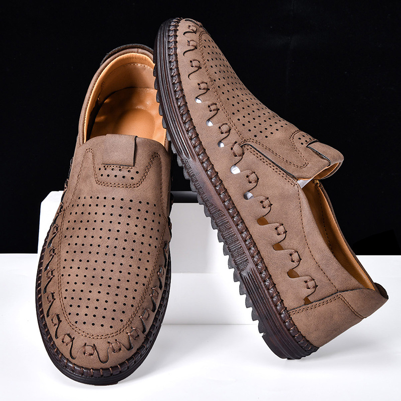 Men's Outdoor Casual Shoes Slip-on Flat Handmade Leather Shoes foto 4