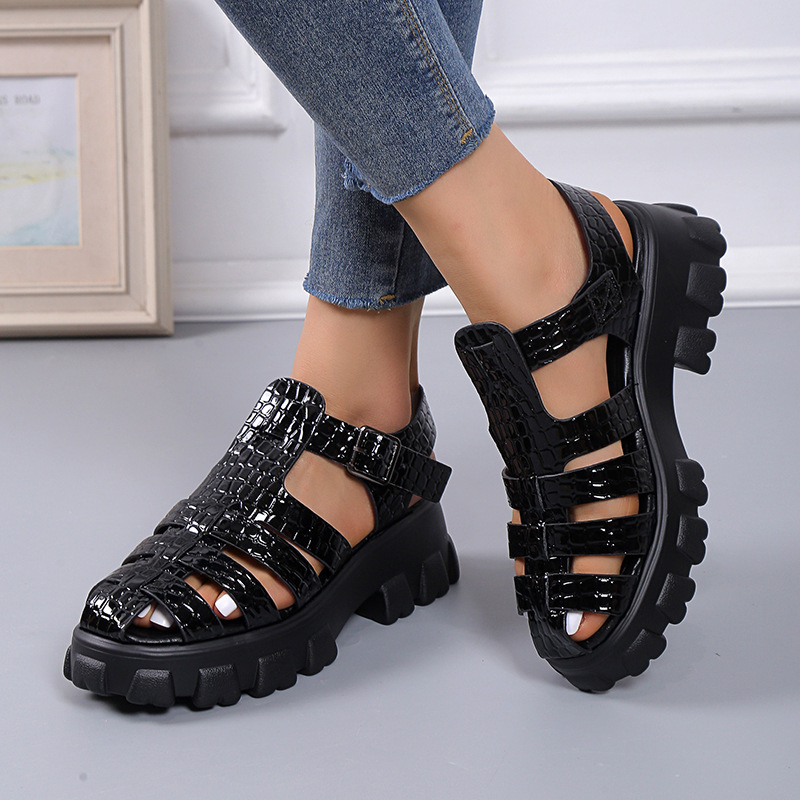 Women's Thick-soled Textured Sandals Weaving Hollow Loose foto 2