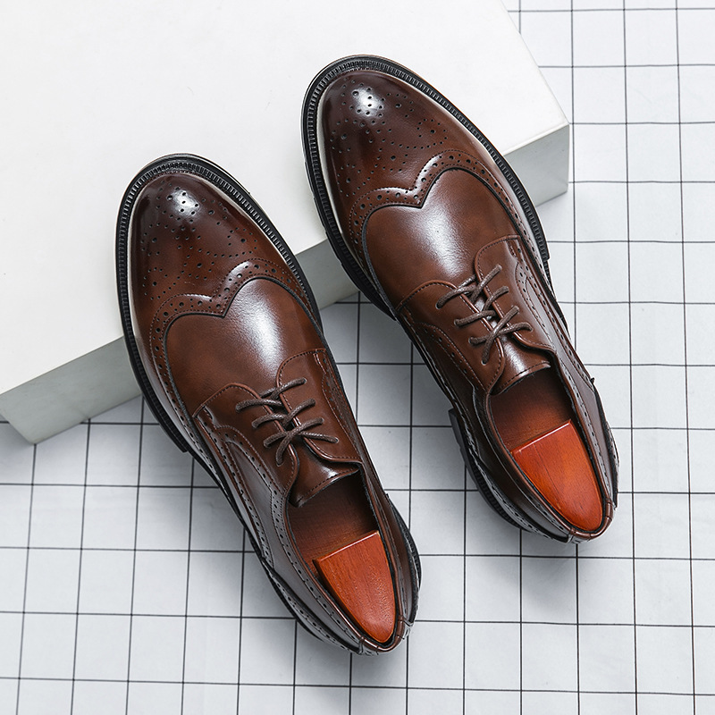 Spring And Autumn Men's Brogue Business Formal Wear Leather Shoes foto 4
