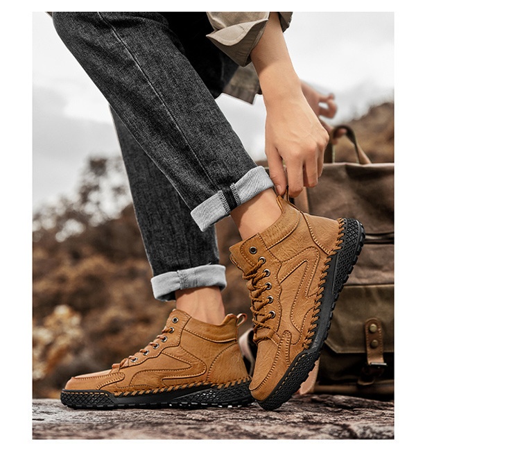 Men's Outdoor Sports And Leisure British High Top Leather Shoes foto 3
