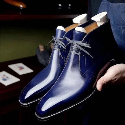 Low Heel Business Glossy Men's Short Boots foto 3