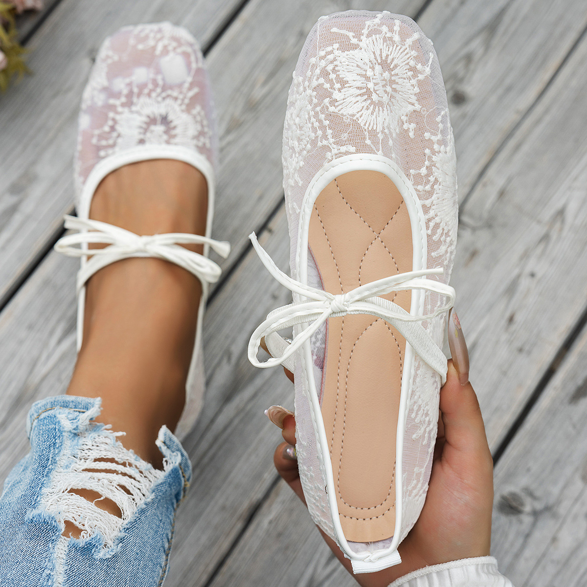 Womens Casual European And American-style Square-toe Flats foto 5