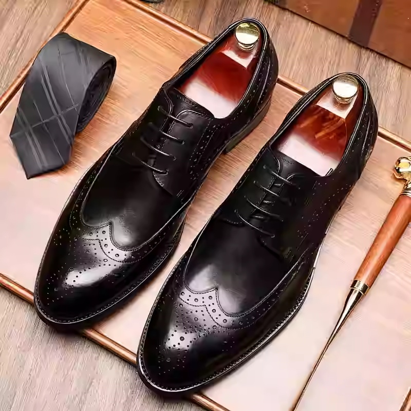 Men's British Pointed Toe Business Formal Wear Wedding Shoes foto 4
