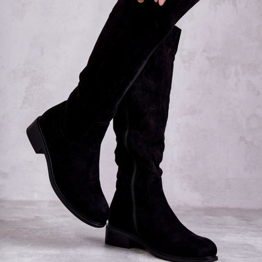 Comfortable Low-heeled Round-toe Solid-color Suede Over-the-knee Boots foto 3